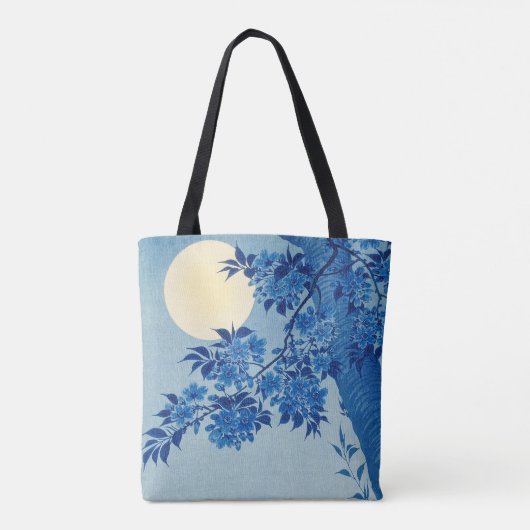 Moon Night Abend Tree Blue Moonlit Tasche (Rückseite)