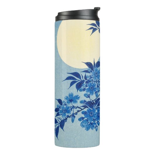 Moon Night Abend Tree Blue Moonlit Thermosbecher (Nach links gedreht)