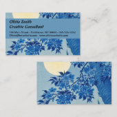 Moon Night Abend Tree Blue Moonlit Visitenkarte (Vorne/Hinten)