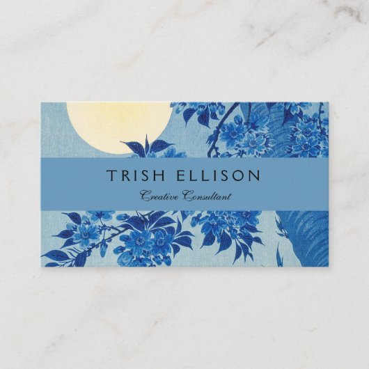 Moon Night Abend Tree Blue Moonlit Visitenkarte (Vorderseite)