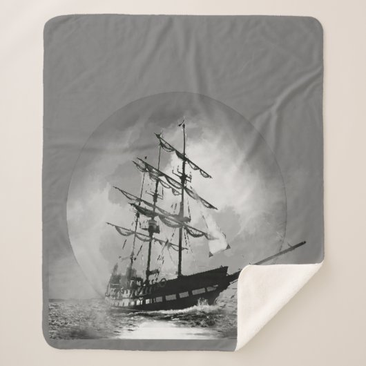 Moon Night Sky Segelschiff Spuk Grafik Sherpadecke (Vorderseite)