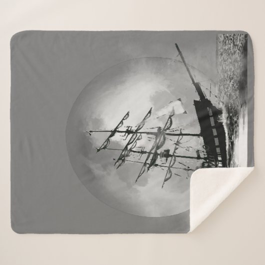 Moon Night Sky Segelschiff Spuk Grafik Sherpadecke (Vorderseite (Horizontal))