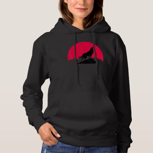 Moon Night Theme Wolf Summer Wolves Grafik Hoodie (Vorderseite)