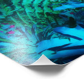 Moon Night Tropical Dschungel Blätter Silver Blue Fotodruck (Ecke)