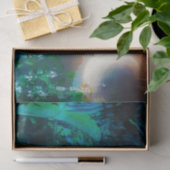 Moon Night Tropical Dschungel Blätter Silver Blue Seidenpapier (Geschenk)