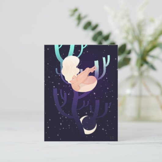 Moon Nymph in Woods Postkarte (Stehend Vorderseite)