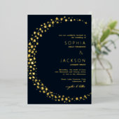 Moon of Stars Black Wedding Folieneinladung (Stehend vorne)