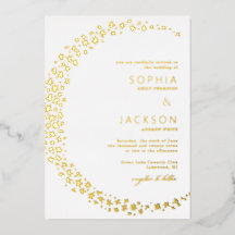 Moon of Stars White Wedding Foil Einladung