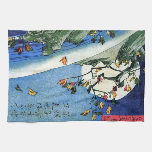 Moon over a Waterfall, Hiroshige, Ukiyo-e Geschirrtuch (Horizontal)