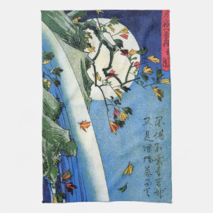 Moon over a Waterfall, Hiroshige, Ukiyo-e Geschirrtuch