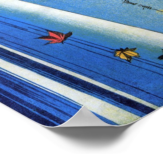 Moon over a Waterfall, Hiroshige, Ukiyo-e Poster (Ecke)