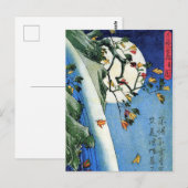 Moon over a Waterfall, Hiroshige, Ukiyo-e Postkarte (Vorne/Hinten)