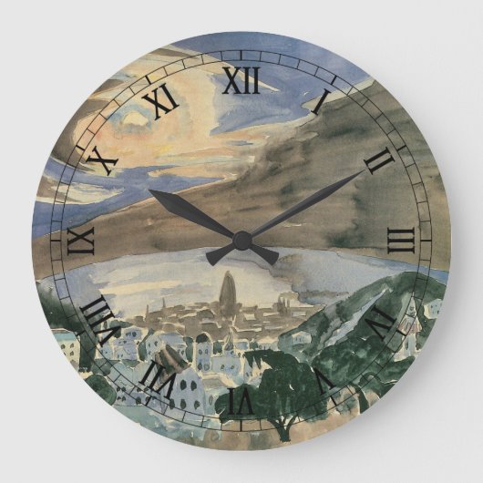 Moon Over Barcelona von Walter Gramatte Große Wanduhr (Vorderseite)