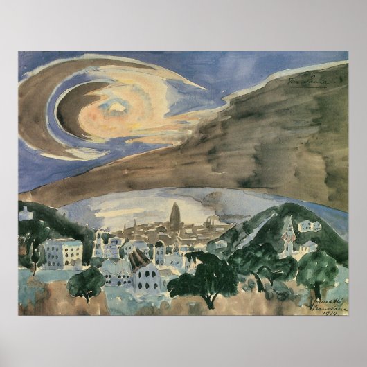 Moon Over Barcelona von Walter Gramatte Poster (Vorne)