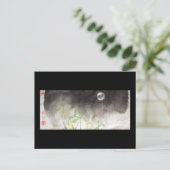 Moon Over Grass Black Postcard Postkarte (Stehend Vorderseite)