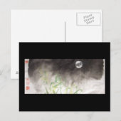 Moon Over Grass Black Postcard Postkarte (Vorne/Hinten)