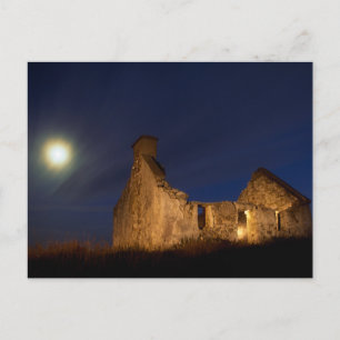 Moon Over Hütte Ruins   Landkreis Galway, Irland Postkarte