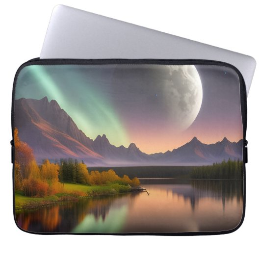 Moon over Mountain Landschaft Laptopschutzhülle (Vorderseite)