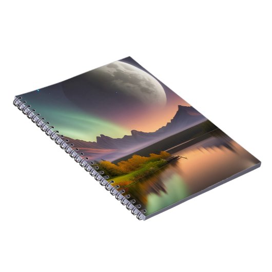 Moon over Mountain Landschaft Notizblock (Rechte Seite)