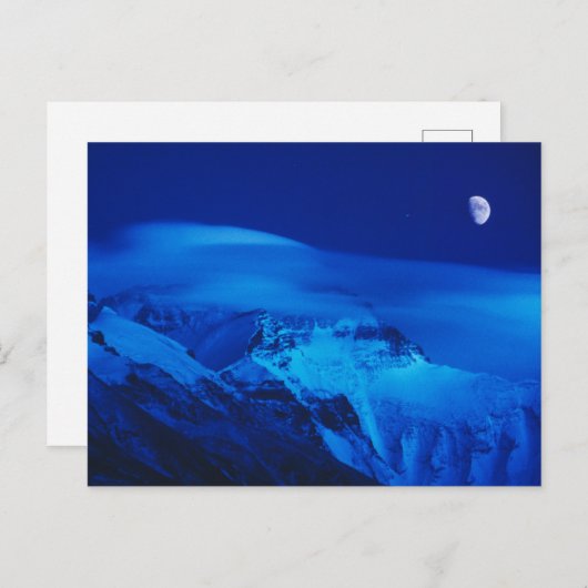 Moon Over Mt. Everest Tibet, China Postkarte (Vorne/Hinten)