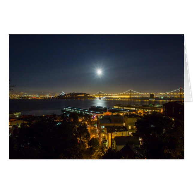 Moon over Oakland Bay Bridge, San Francisco, CA (Vorderseite (Horizontal))