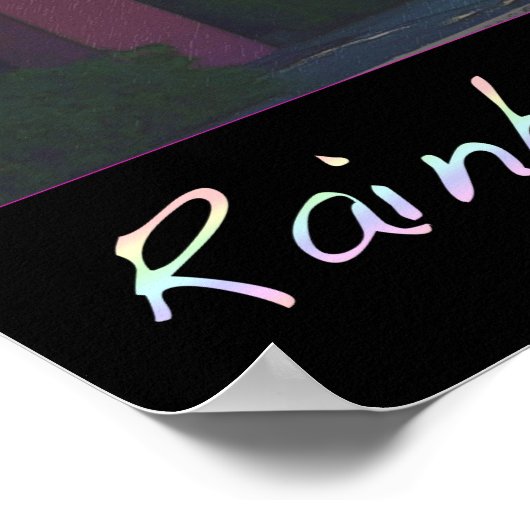 Moon over Rainbow Row Poster (Ecke)