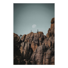 Moon Over Sylvan Lake Rocks Poster