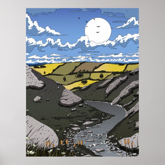 Moon Over The Valley Poster (Vorne)