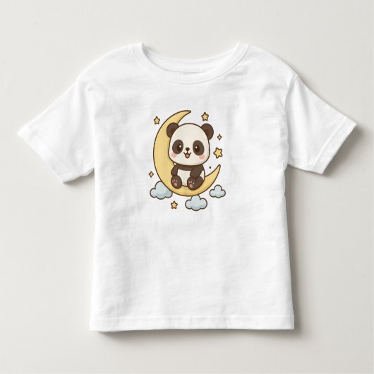 Moon Panda - Niedliches Panda im Halbmond Kleinkind T-shirt (Vorderseite)