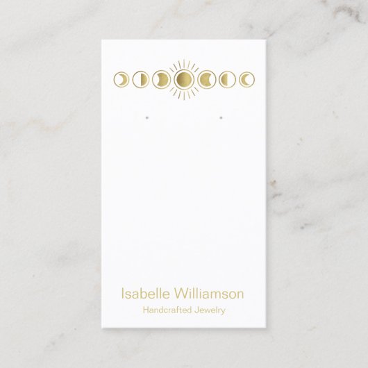 Moon Phase Celestial Juwelier Ohrring Display Visitenkarte (Vorderseite)