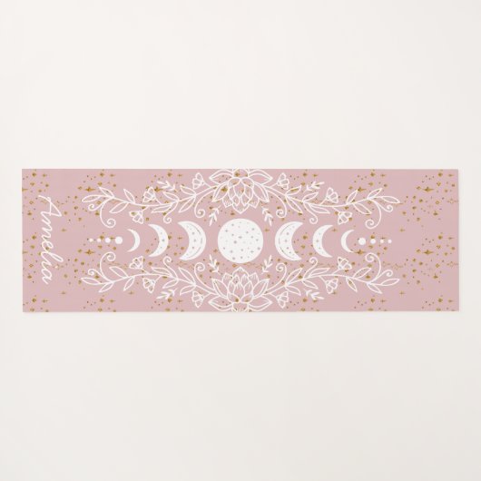 Moon Phase Celestial Stars Lotus Line Zeichnend Yogamatte (Rückseite (Horizontal))