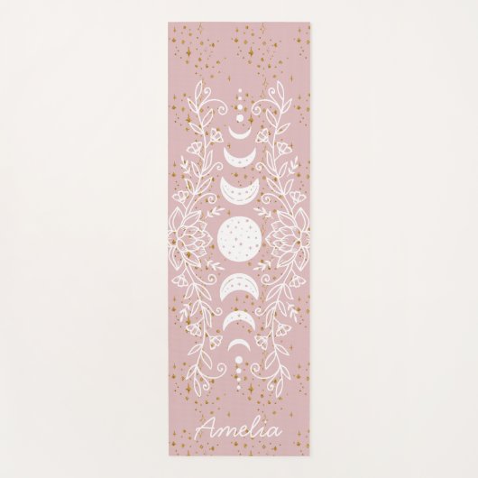 Moon Phase Celestial Stars Lotus Line Zeichnend Yogamatte (Vorderseite)