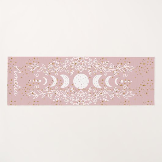 Moon Phase Celestial Stars Lotus Line Zeichnend Yogamatte (Vorderseite (Horizontal))