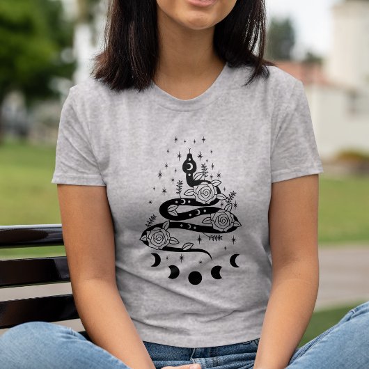 Moon Phase Floral Schlange Starry Schlangen Weg T-Shirt