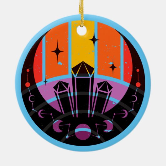 Moon Phase Gemstone Stars Sunset Keramik Ornament (Hinten)