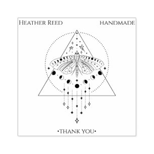 Moon Phase Moth Handmade Dankeschön Rubber Brief Gummistempel