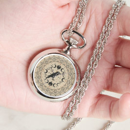 Moon Phase Raven Mandala Armbanduhr