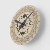 Moon Phase Raven Mandala Runde Wanduhr (Winkel)