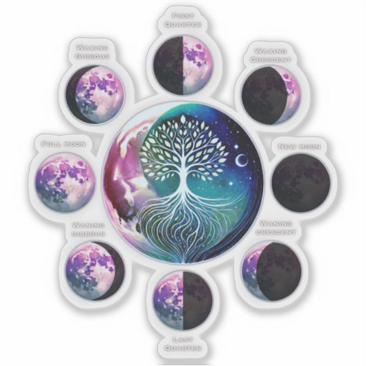 Moon Phase Sticker | Lebensbaum (Vorderseite)