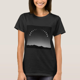 Moon-Phase-T - Shirt-Frauen, Landschaftsmonochrome T-Shirt