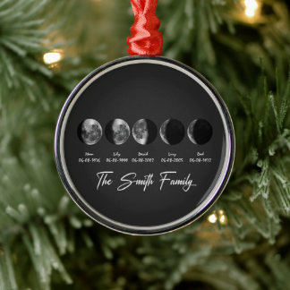 Moon Phase The Smith Family – Custom Names & Dates Ornament Aus Metall