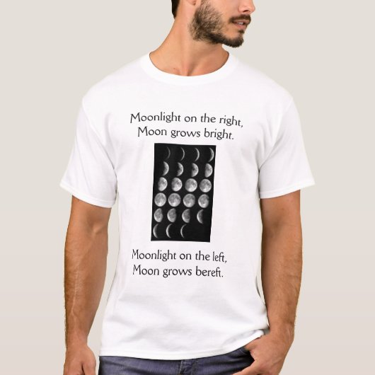 moon Phasen, Mondschein auf dem Recht, Mond T-Shirt (Vorderseite)