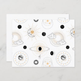 Moon-Phasen sonnenstilisierte Retro-Vintage Planet Postkarte