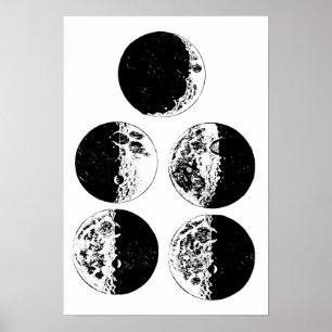 Moon Phases Astronomy Space Art Illustrationen Poster