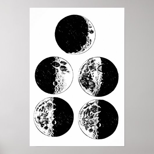 Moon Phases Astronomy Space Art Illustrationen Poster (Vorne)
