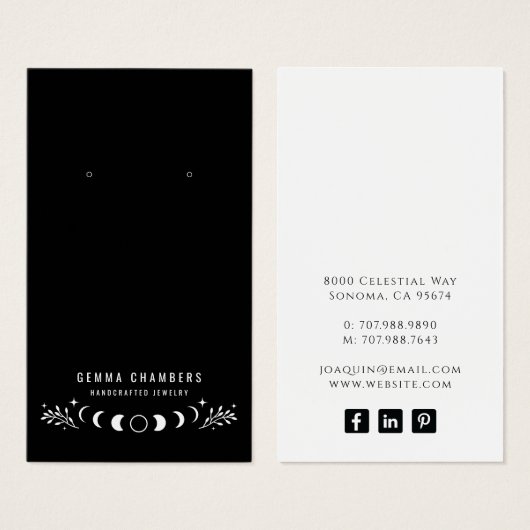 Moon Phases Black Earring Juwelier Display Cards (Vorne & Hinten)