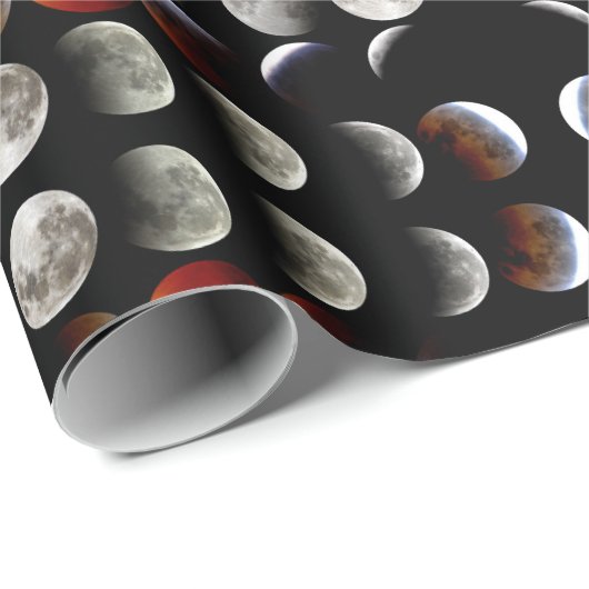 Moon Phases Black Pagan Wiccan Holiday Esbat Geschenkpapier (Rolleneckpunkt)