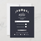 Moon Phases Blue Astrology Celestial Wedding RSVP Einladung (Vorderseite)