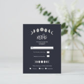 Moon Phases Blue Astrology Celestial Wedding RSVP Einladung (Stehend Vorderseite)