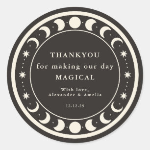 Moon Phases boho himmlische Gastgeschenk Hochzeit  Runder Aufkleber